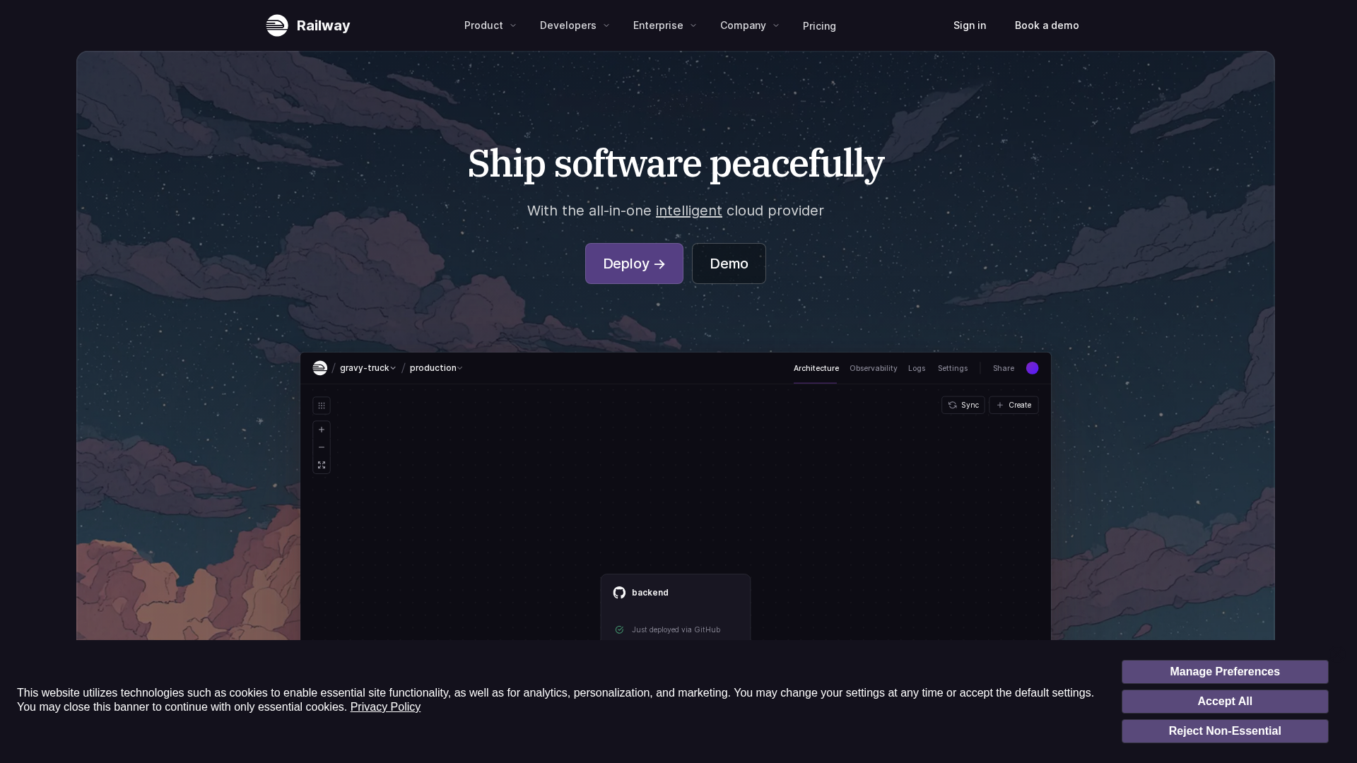 📷 캡쳐 — Railway "New Project → Deploy from GitHub repo" 화면. 본인 저장소 리스트 강조.